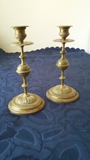 ANTIQUE PAIR NIII COPPER 19th CENTURY NIPOLEON 3 SHEETS ACANTHUS CANDLEURS