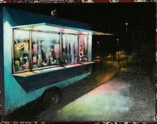 Original Joe Peña Painting On Canvas Food Truck from Nightscapes Series 2017