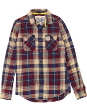 SUPERDRY Mens Flannel Shirt Small Blue Check Cotton DF35