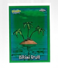 2025 Topps Chrome SpongeBob Squarepants Green Refractor Card #157 Bikini Atoll