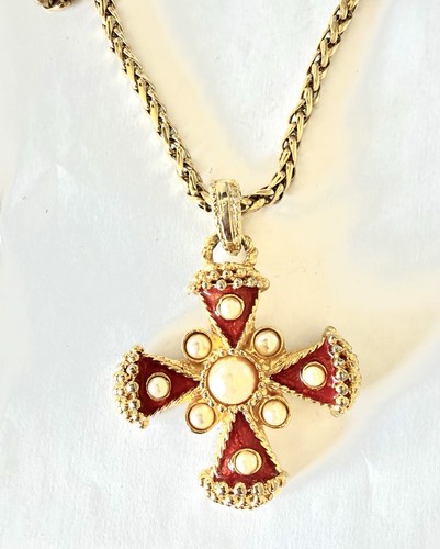 Pendentif collier croix perle - collier,