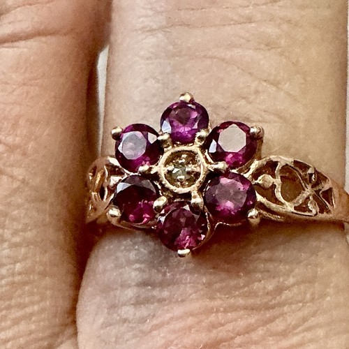 Véritable diamant grenat or - véritable, grenat,