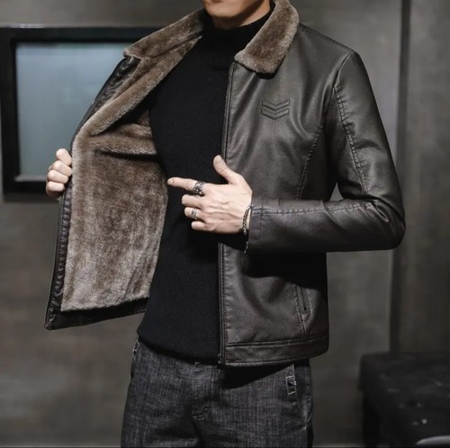 Veste homme cuir marron moto