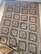 Antique lrg. French handmade Patterned  tapestry rug made in France 98in x 67in.