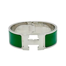 HERMES Clic Clac H Wide Bracelet Vert Sapin Green Enamel Palladium Plated