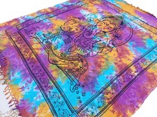Ganesha Tenture Couvre-lit indien Batik Multicouleur Fait main Coton Inde Queen