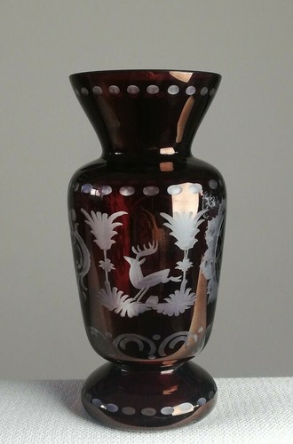 Antique bohemian crystal vase - antique,