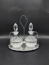 Nice condiment servant, oil & vinegar display stand, glass