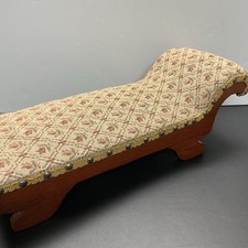 Vintage Doll Tapestry And Wood Chaise Lounge Soda 18”long X 7” Wide