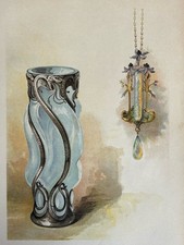 Lalique Vase Verre Opalise Argent Bijoux Gravure Art Nouveau Lithographie 1898