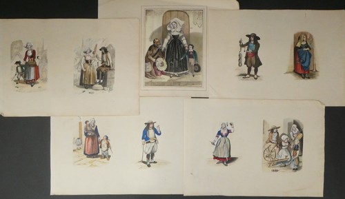 Lot watercolor drawings - lot,