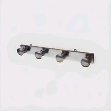 Vintage Retro Coat Rack 4 Hangers Aluminum On Wooden Frame