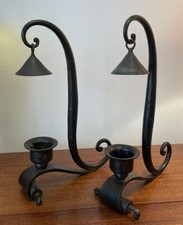 Pair of Vintage Design 1950s Piguet Marolles Wrought Iron Candlesticks Candle Holders