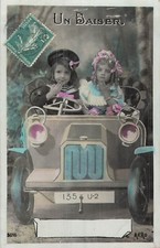 CP A KISS LITTLE GIRL BOY IN CONVERTIBLE CAR - 53312