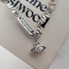 Vivienne Westwood Rhinestone Choker Necklace Silver Mint