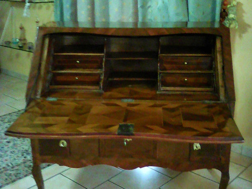 Bureau pente marqueté - bureau,