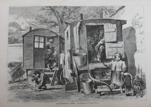 Gravure paris campements - paris,