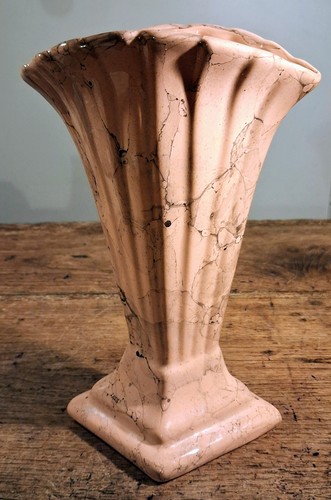 Vase faience rose imitation - vase,