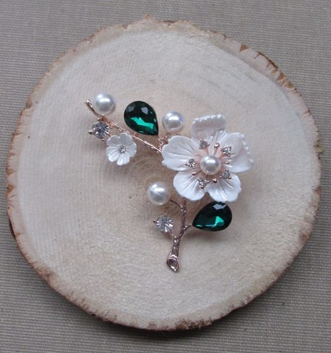 Broche bijou fleur - broche, blanche
