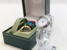 GUCCI Change Bezel 11/12.2L Watch Quartz Silver White BOXED Working Women's Auth