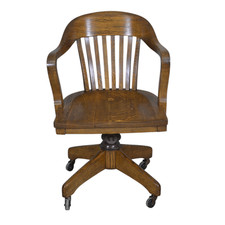 Oak Barrel Back Swivel Tilt Lawyers/Bankers Office Chair #22320