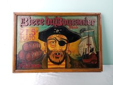 Cadre Biere Du Boucanier Enseigne Bois Pub Brasserie Vintage Peint en Relief