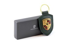 Genuine Porsche Crest Keyring Keychain Leather Oak Green WAP DEALER