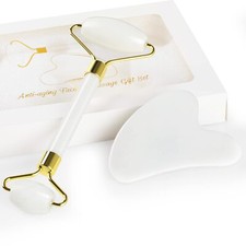 Jade Roller&Gua Sha Scraping Massage Tool Quartz anti-âge 100% naturel Ensemb...