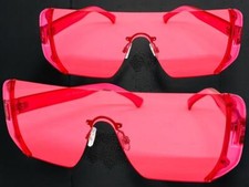 Très Grand Exagéré Rétro Moderne Bouclier Lunettes de Soleil Style Plat Red Lens