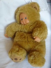 POUPON  POUPEE OURS 22 CM  PELUCHE BLOND DORE YEUX BLEUS ANNE GEDDES ? 