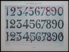 FRENCH ART NOUVEAU NUMBERS - 1903 HELIOTYPE POCHOIR - TYPOGRAPHY, ALPHABET