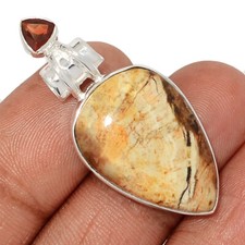 Natural Petrified Wood (Araucaria) Navajo County 925 Silver Pendant CP61770