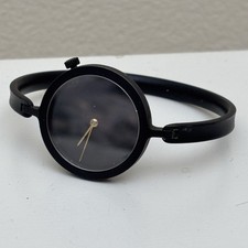 Broken Georg Jensen Viviana Bangle Watch 327 Black Dial Quartz Ladies Wristwatch