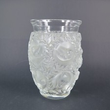 Lalique, France 'Bagatelle' Bird & Fern Crystal Vase, Rare 17cm Height Version