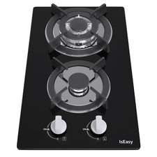 Plaque de Cuisson Table de Cuisson Encastrable 31 CM 2 Feux Gaz Noir  GN / GPL 