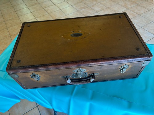 Ancienne valise cuir cousu - valise,