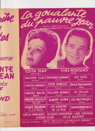 Piaf montand partition - montand, la
