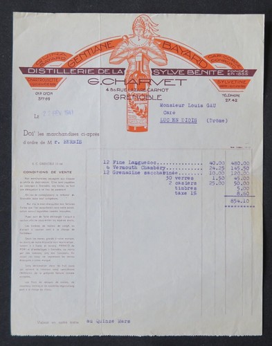 Facture grenoble 1941 - grenoble,