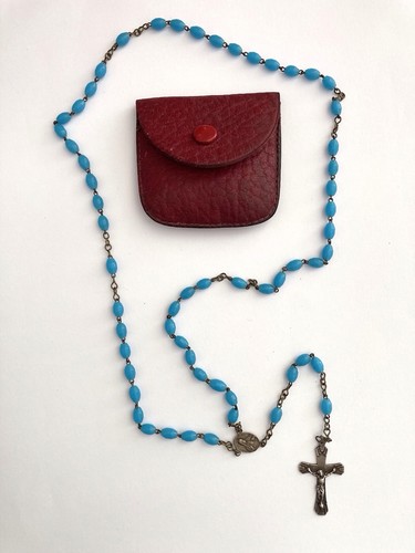Chapelet ancien perles - chapelet, bleu