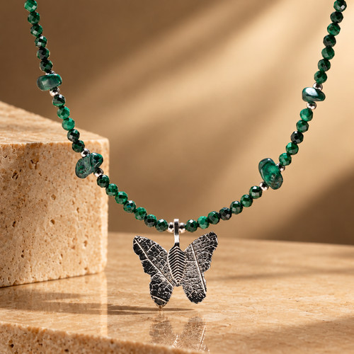 Collier malachite papillon - malachite,,