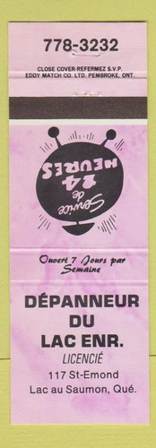 Matchbook cover depanneur du - matchbook,