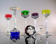 ART DECO 6 DOUBLE COLOR CRYSTAL LIQUOR GLASSES SIZE MALMAISON BACCARAT