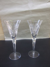 Waterford Two Pieces Champagne Flutes  Glasses Hand Cut Crystal Ireland Gift