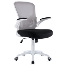 Chaise De Bureau Ergonomique Pivotante Avec Accoudoirs Roues Bureau Blanc