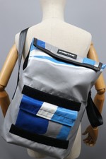FREITAG F14 DEXTER Siver/Blue Used PVC Crossbody MESSENGER Classic Bag Sz Large
