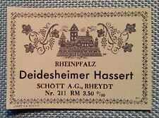 Ancien Petit Étiquette De Bouteille Pour Magasin De Poupées Deidesheimer Hassert