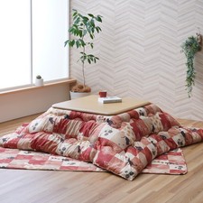 IKEHIKO Kotatsu Futon & Mat Set Premium Cotton Peacheskin Warm Blanket Red Japan