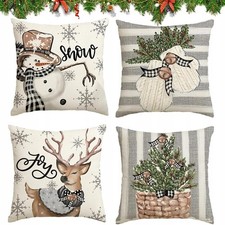 Housses de Coussin 45x45 Noël Lot de 4 Taies Décoratives Canapé Lit