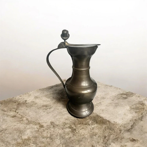 Vintage pewter lidded pot - lidded,