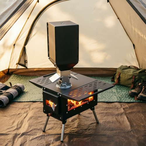 Wood stove pellet hopper - &,